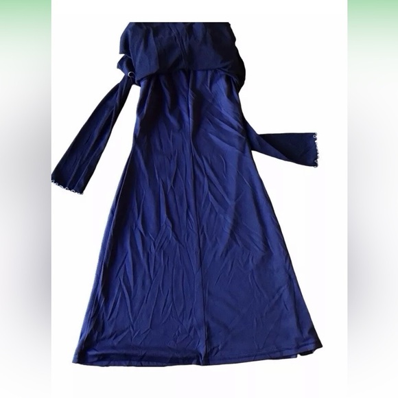 VTG Jodi California Sheer Jacket Dress Tie Front M Blue Contrast Made In USA - Picture 3 of 16